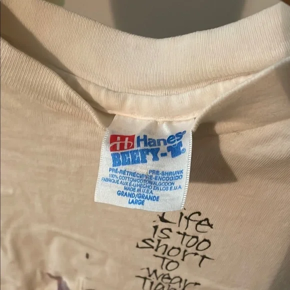 Vintage cotton Hanes T-Shirt with Graphic Text and flower - Picture 3 of 8